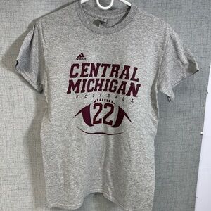 Adidas Gray Central Michigan Football T-Shirt # 22 Small Unisex New No Tags